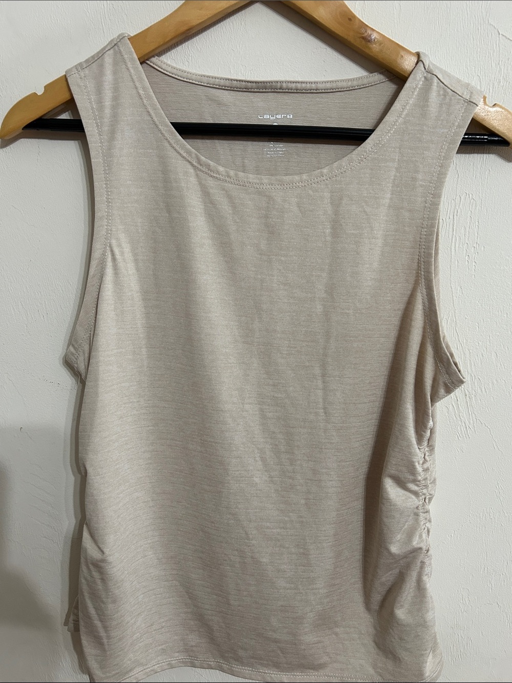 Layer 8 Neutral Scoop Neck Stretch Tank Top - Taupe Size L